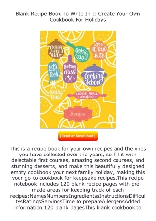 Download⚡(PDF)❤ Blank Recipe Book To Write In :: Create Your Own Cookbook F
