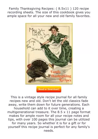 free read (✔️pdf❤️) Family Thanksgiving Recipes: ( 8.5x11 ) 120 recipe reco
