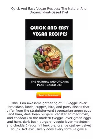 ✔️READ ❤️Online Quick And Easy Vegan Recipes: The Natural And Organic Plant