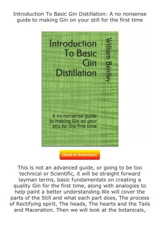 ✔️download⚡️ (pdf) Introduction To Basic Gin Distillation: A no nonsense gu