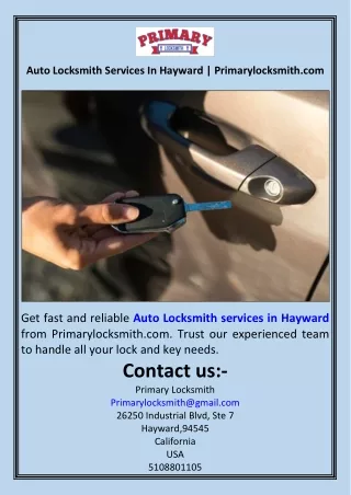 auto locksmith services in hayward