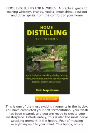 free read (✔️pdf❤️) HOME DISTILLING FOR NEWBIES: A practical guide to makin