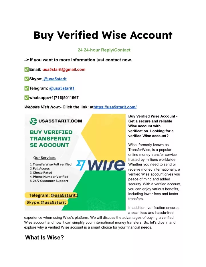 buy verified wise account