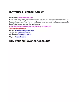 Buy Verified Payoneer Account