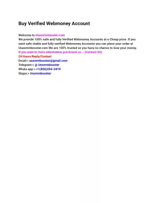 Buy Verified Webmoney Account