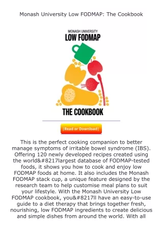 download⚡[PDF]❤ Monash University Low FODMAP: The Cookbook
