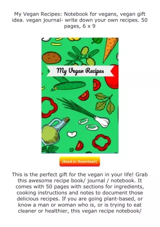 Download❤[READ]✔ My Vegan Recipes: Notebook for vegans, vegan gift idea. ve