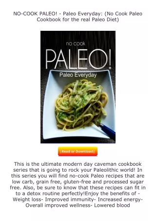 full✔download️⚡(pdf) NO-COOK PALEO! - Paleo Everyday: (No Cook Paleo Cookbo