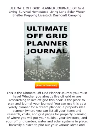 free read (✔️pdf❤️) ULTIMATE OFF GRID PLANNER JOURNAL: Off Grid Living Surv