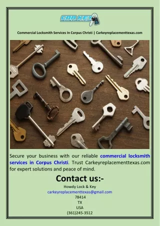 Commercial Locksmith Services In Corpus Christi  Carkeyreplacementtexas.com