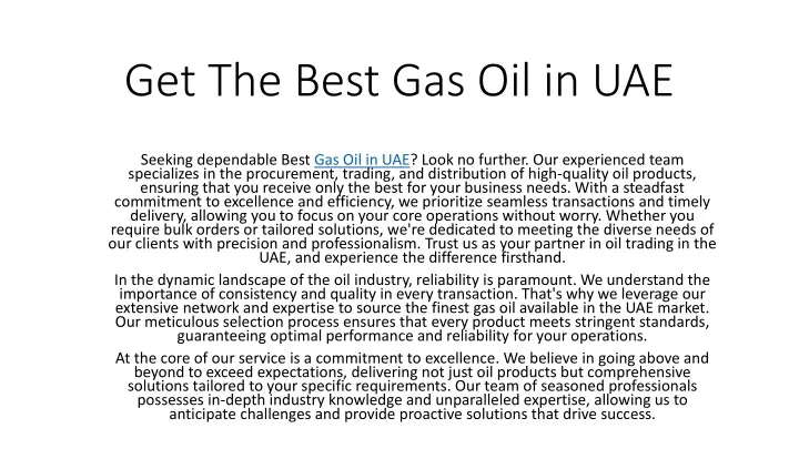 get the best gas oil in uae