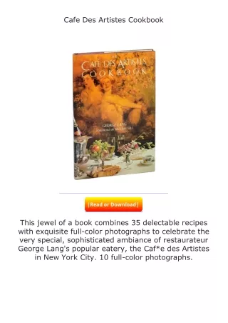download⚡[PDF]❤ Cafe Des Artistes Cookbook