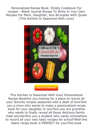 ✔️download⚡️ (pdf) Personalized Recipe Book: Empty Cookbook For recipes - B