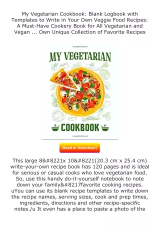 full✔download️⚡(pdf) My Vegetarian Cookbook: Blank Logbook with Templates t