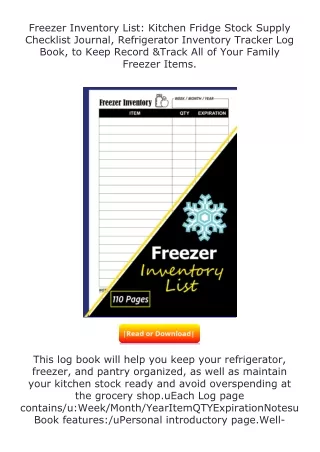 (❤️pdf)full✔download Freezer Inventory List: Kitchen Fridge Stock Supply Ch