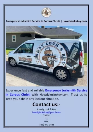 Emergency Locksmith Service In Corpus Christi  Howdylocknkey.com