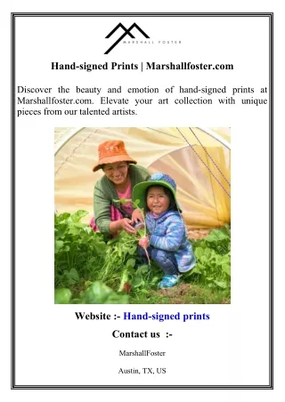 Hand-signed Prints   Marshallfoster.com