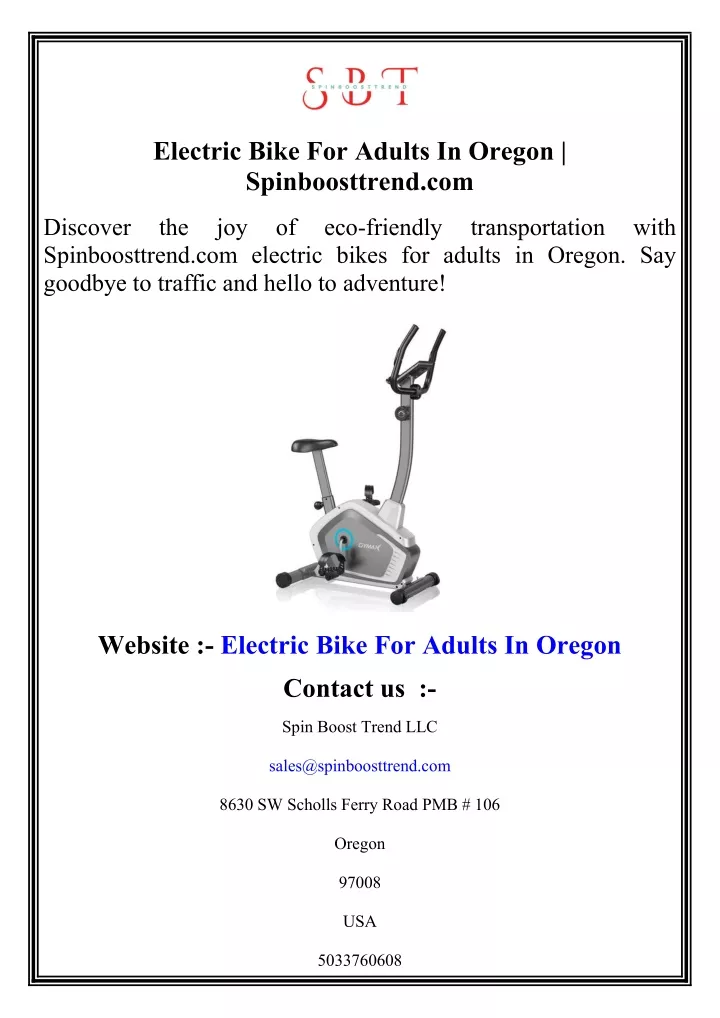 electric bike for adults in oregon spinboosttrend