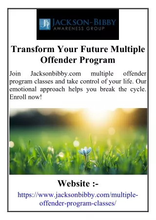 Transform Your Future Multiple Offender Program