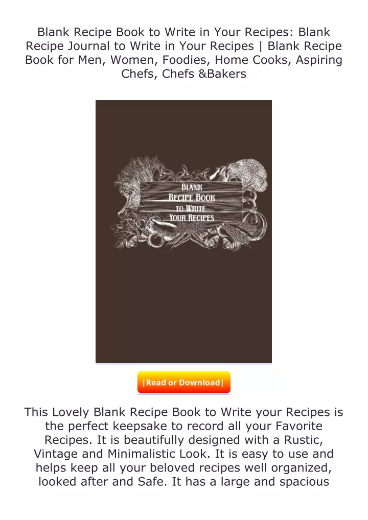 blank recipe book to write in your recipes blank