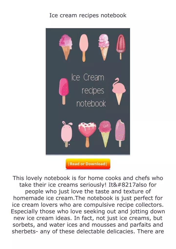 ice cream recipes notebook
