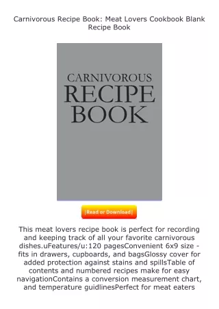 [READ]⚡PDF✔ Carnivorous Recipe Book: Meat Lovers Cookbook Blank Recipe Book