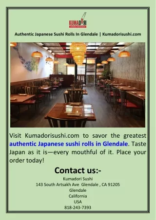 Authentic Japanese Sushi Rolls In Glendale  Kumadorisushi.com
