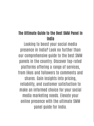 The Ultimate Guide to the Best SMM Panel in India