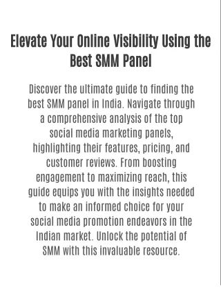 Elevate Your Online Visibility Using the Best SMM Panel
