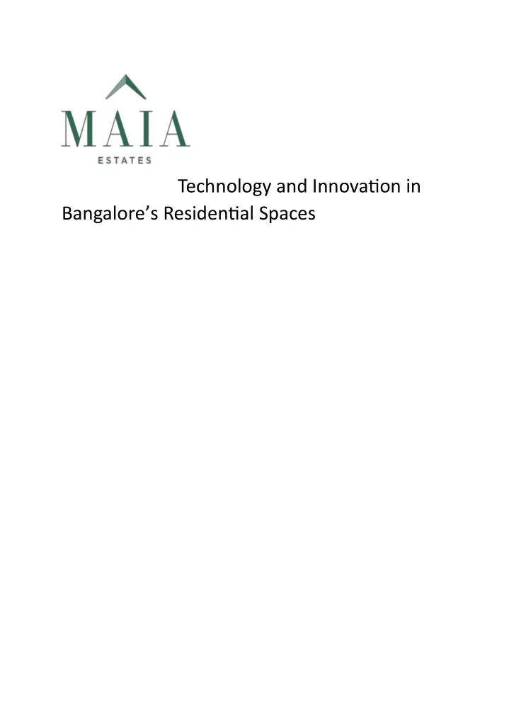 technology and innovation in bangalore
