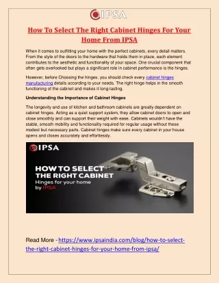 How To Select The Right Cabinet Hinges For Your Home From IPSA