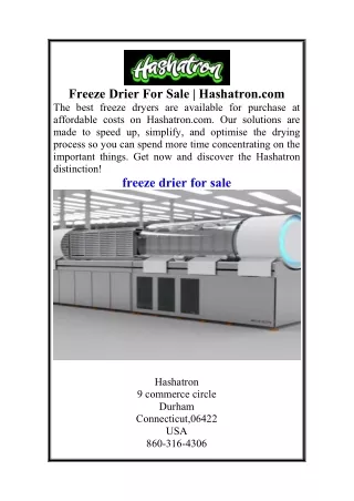 Freeze Drier For Sale  Hashatron.com