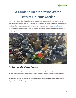 A Guide to Incorporating Water Features in Your Garden