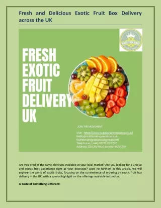 Fresh and Delicious Exotic Fruit Box Delivery across the UK