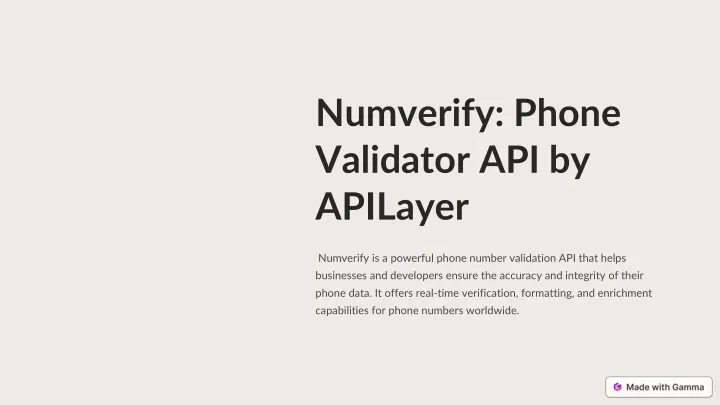 numverify phone validator api by apilayer