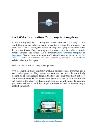 Best Website Creation Company in Bangalore