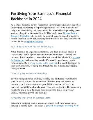 fortifying your business s financial backbone