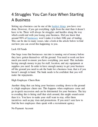 4 struggles you can face when starting a business