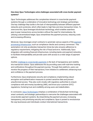 how does opus technologies solve challenges