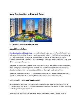 Discover the Latest New Construction in Kharadi, Pune
