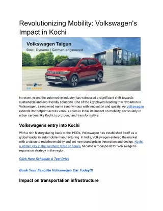 Revolutionizing Mobility_ Volkswagen's Impact in Kochi