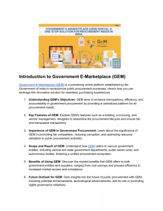 Introduction to Government E-Marketplace (GEM)