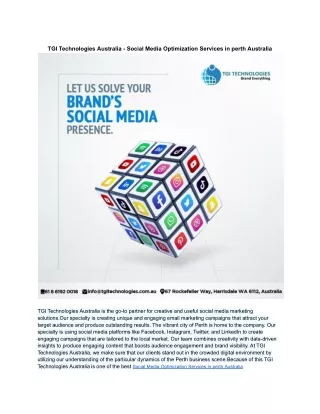 social media optimization services in perth Australia - TGI Technologies