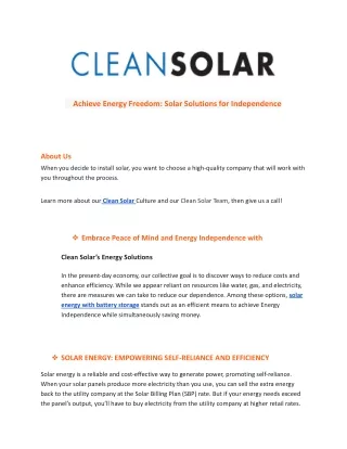 Achieve Energy Freedom: Solar Solutions for Independence