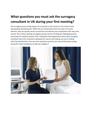 What questions you must ask the surrogacy consultant in UK during your first meeting_.docx