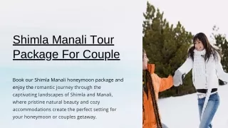 Affordable Shimla Manali Tour Package For Couple