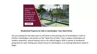 Residential property for sale in jamshedpur