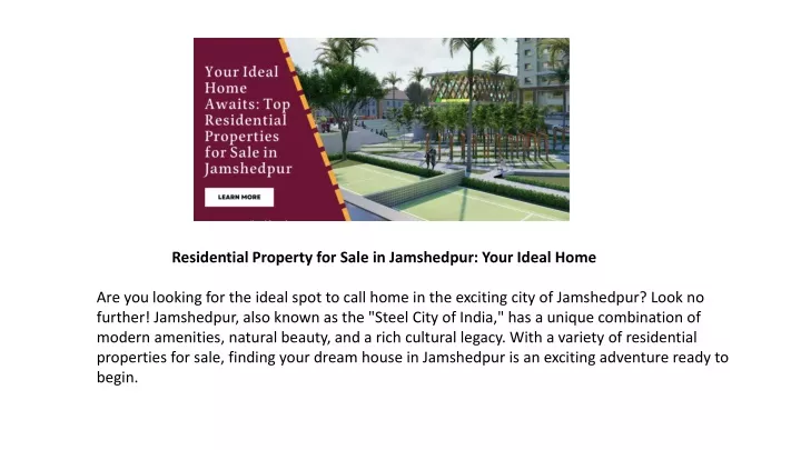 residential property for sale in jamshedpur your