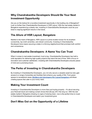 why chandrakantha developers should be your next