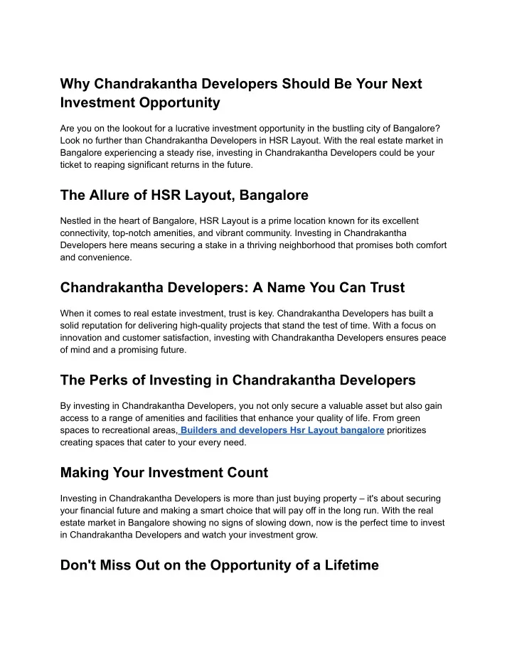 why chandrakantha developers should be your next